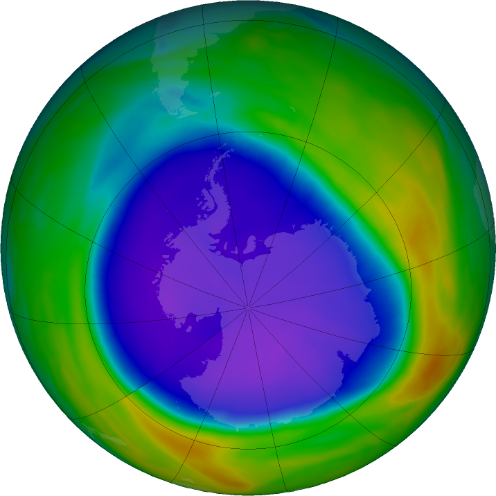 Antarctic ozone map for 24 September 2020